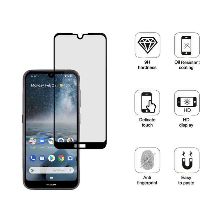 Alink 2.5D silk print full glue tempered glass screen protector for Nokia 4.2