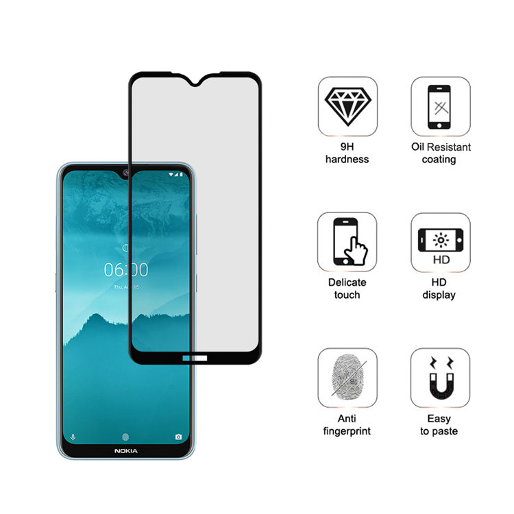 Alink 3D hot bending edge glue tempered glass screen protector for Nokia 6.2