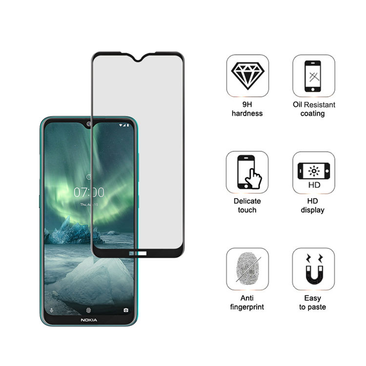 Alink 3D hot bending edge glue tempered glass screen protector for Nokia 7.2