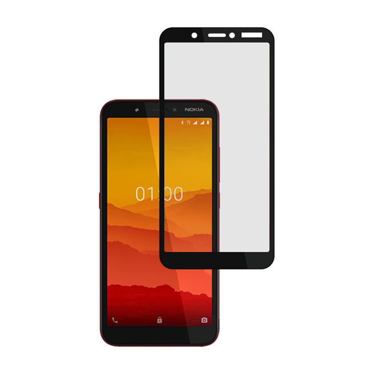 Alink 2.5D silk print full glue tempered glass screen protector for Nokia C1