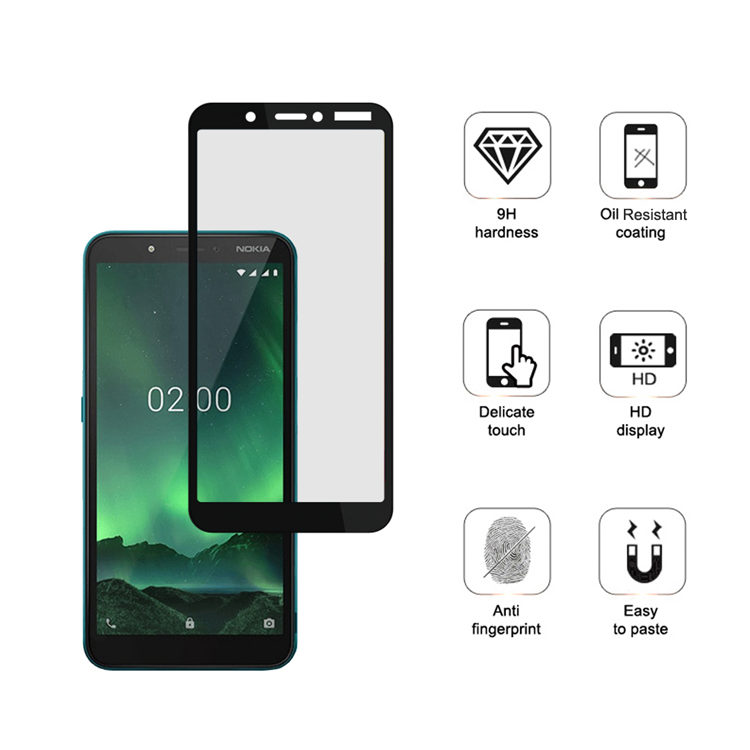 Alink 3D hot bending full glue tempered glass screen protector for Nokia C2