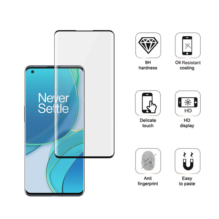 Alink 3D hot bending edge glue tempered glass screen protector for OnePlus 9 Pro