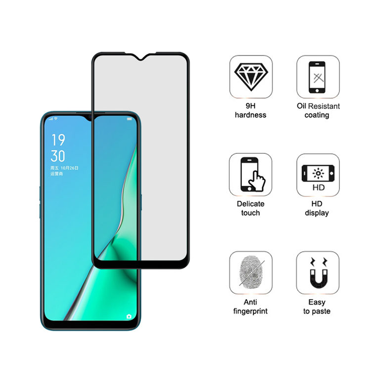 Alink 2.5D silk print full glue tempered glass screen protector for Oppo A11
