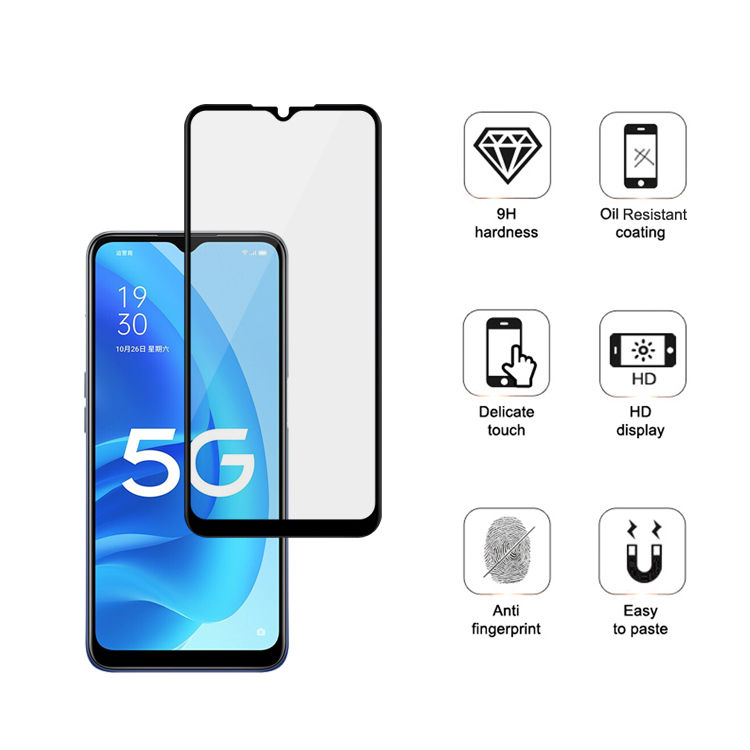 Alink 2.5D silk print full glue tempered glass screen protector for Oppo A55