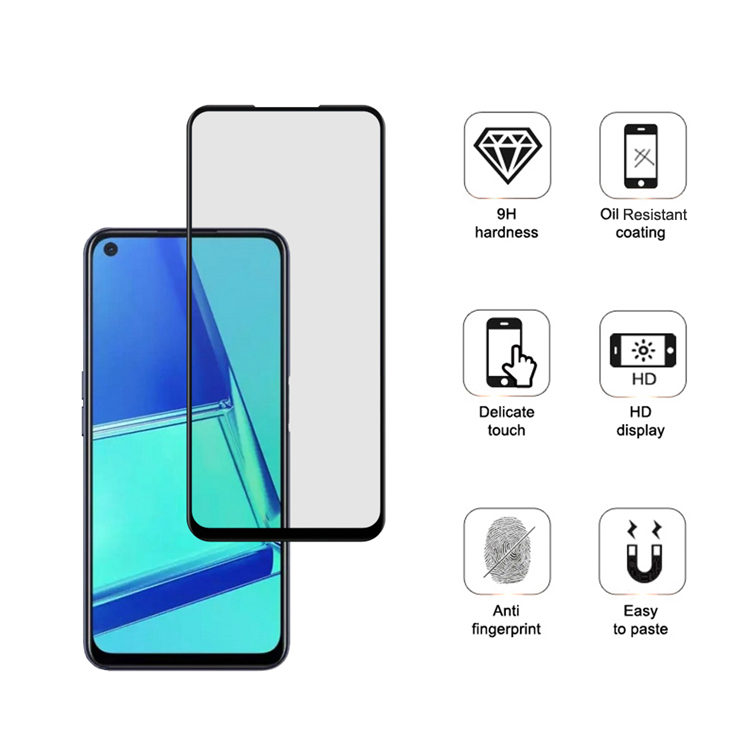 Alink 2.5D silk print full glue tempered glass screen protector for Oppo A72