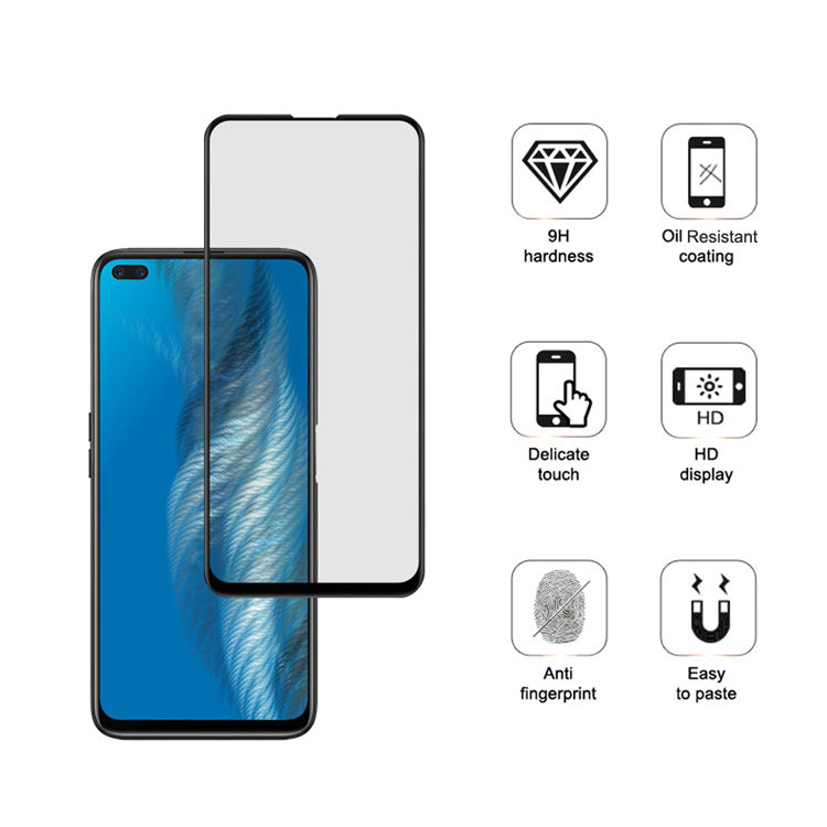 Alink 2.5D silk print full glue tempered glass screen protector for Oppo A92S