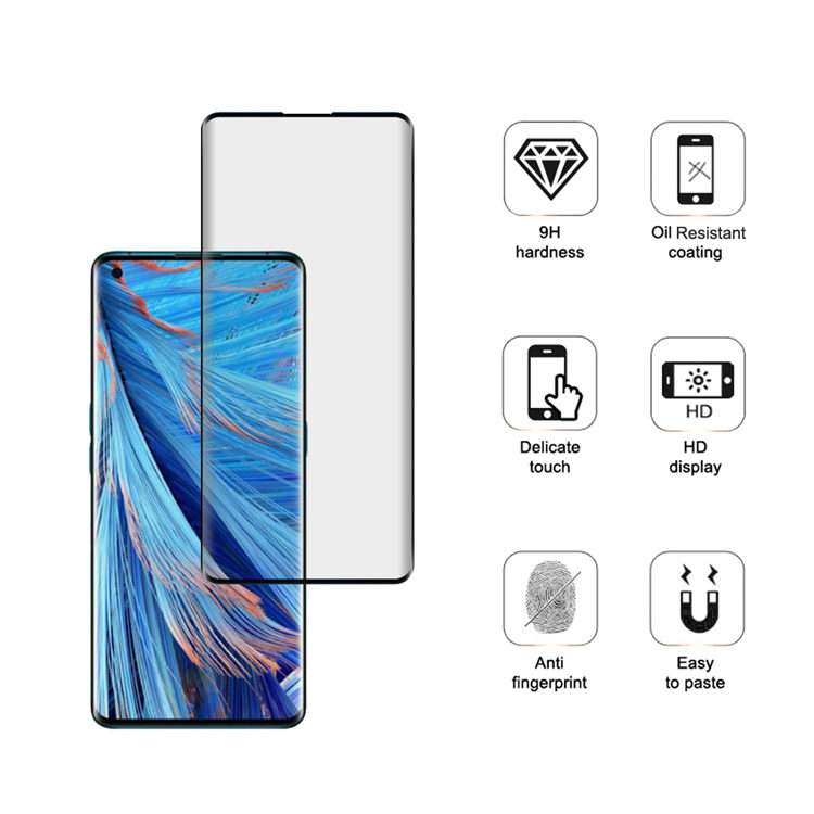 Alink 3D hot bending edge glue tempered glass screen protector for Oppo Find X2 Neo