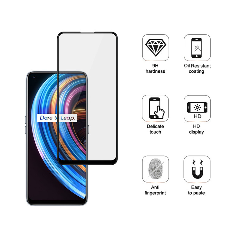 Alink 2.5D silk print full glue tempered glass screen protector for Realme X7
