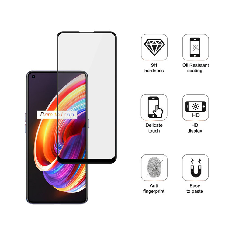 Alink 2.5D silk print full glue tempered glass screen protector for Realme X7 Pro