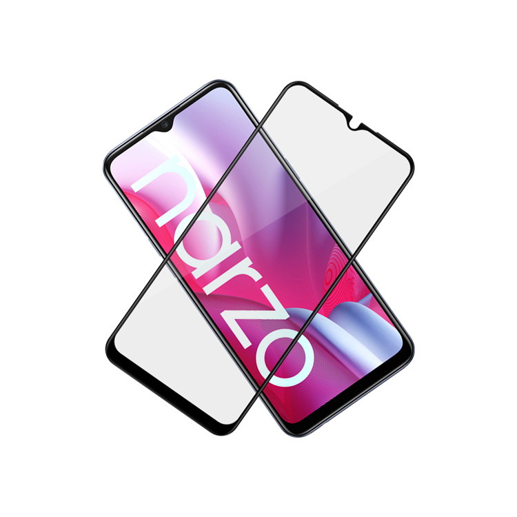 Alink 2.5D silk print full glue tempered glass screen protector for Realme Narzo 20A