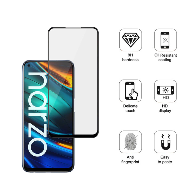 Alink 2.5D silk print full glue tempered glass screen protector for Realme Narzo 20 Pro