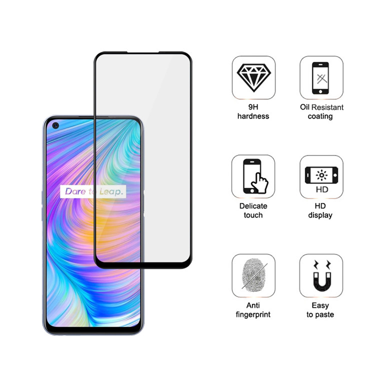 Alink 2.5D silk print full glue tempered glass screen protector for Realme Q2