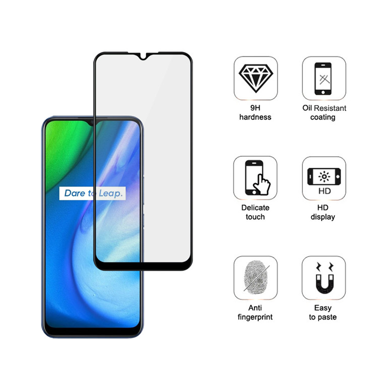 Alink 3D hot bending full glue tempered glass screen protector for Realme V3