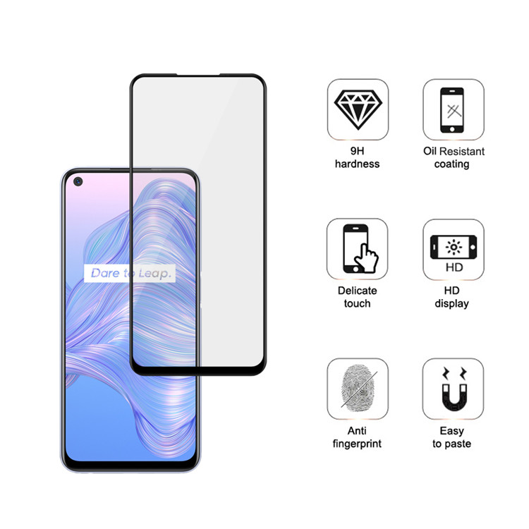 Alink 2.5D silk print full glue tempered glass screen protector for Realme V5