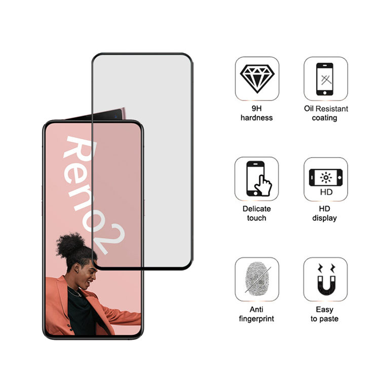 Alink 2.5D silk print full glue tempered glass screen protector for Oppo Reno 2