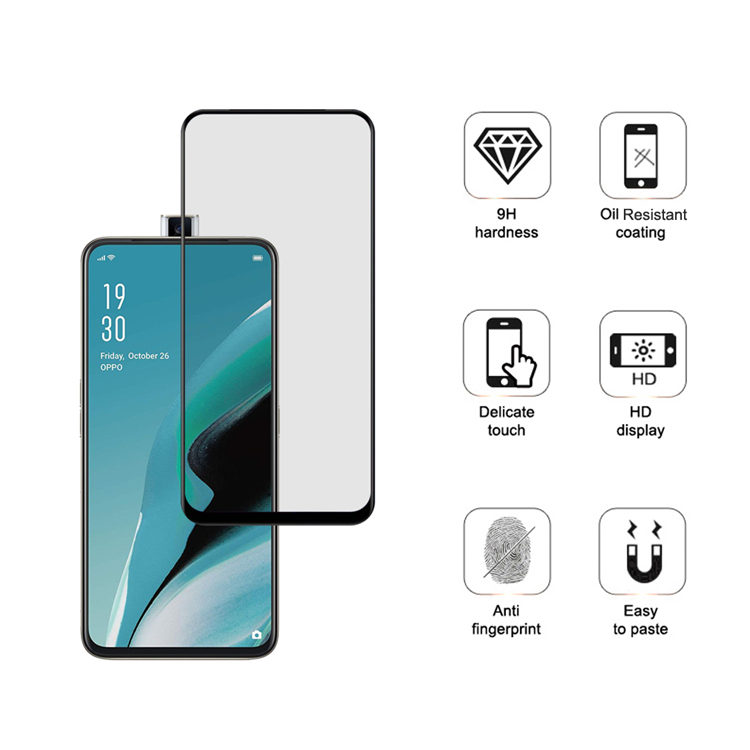 Alink 2.5D silk print full glue tempered glass screen protector for Oppo Reno 2z