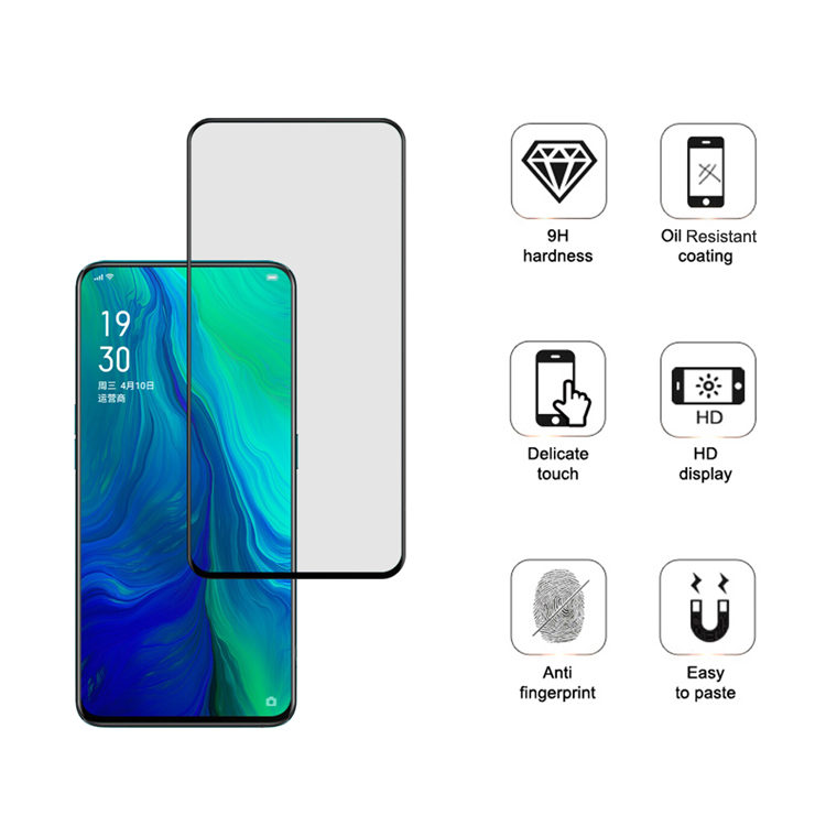 Alink 2.5D silk print full glue tempered glass screen protector for Oppo Reno 6.4 inch
