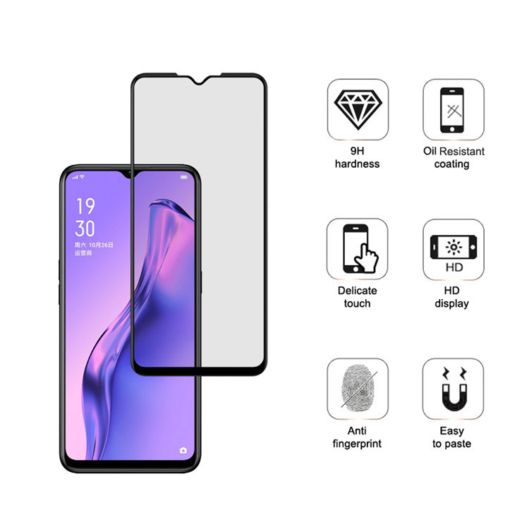 Alink 2.5D silk print full glue tempered glass screen protector for Oppo A8