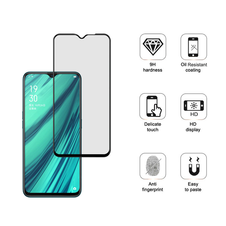 Alink 2.5D silk print full glue tempered glass screen protector for Oppo A9