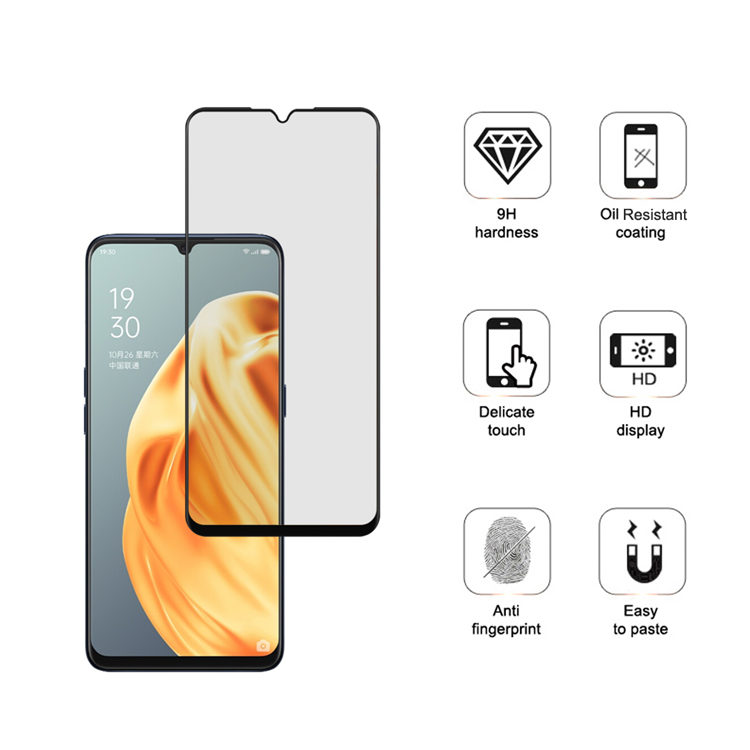 Alink 2.5D silk print full glue tempered glass screen protector for Oppo A91