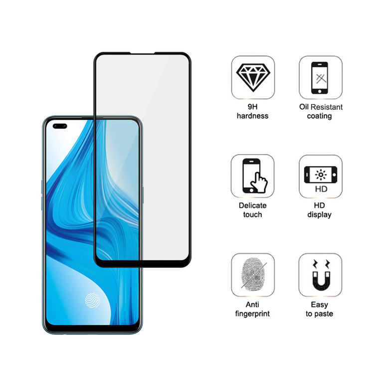Alink 2.5D silk print full glue tempered glass screen protector for Oppo F17 Pro