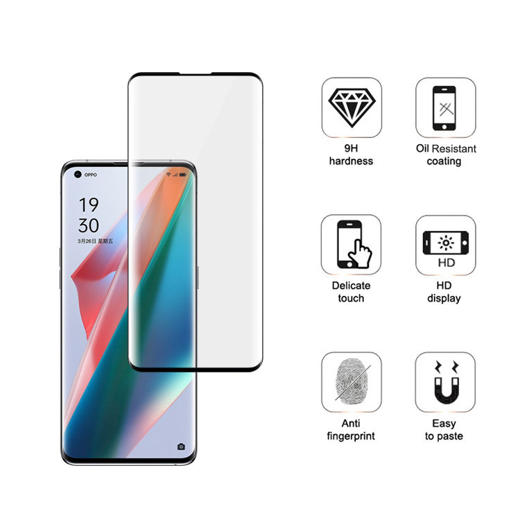 Alink 3D hot bending edge glue tempered glass screen protector for Oppo Find X3