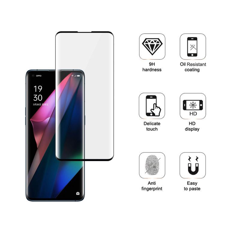 Alink 3D hot bending edge glue tempered glass screen protector for Oppo Find X3 Pro