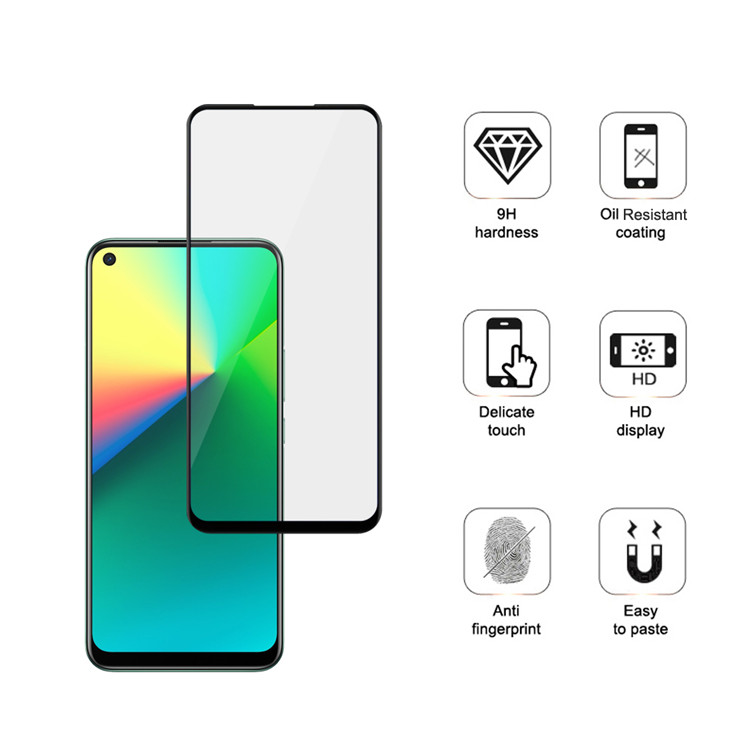 Alink 2.5D silk print full glue tempered glass screen protector for Realme 7i