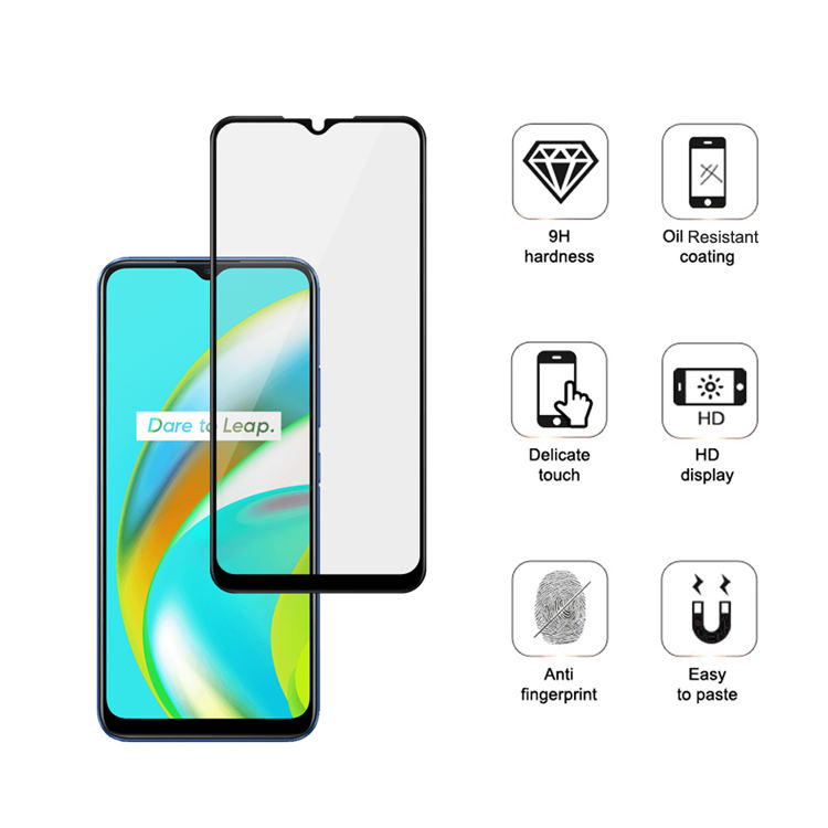 Alink 2.5D silk print full glue tempered glass screen protector for Realme C12