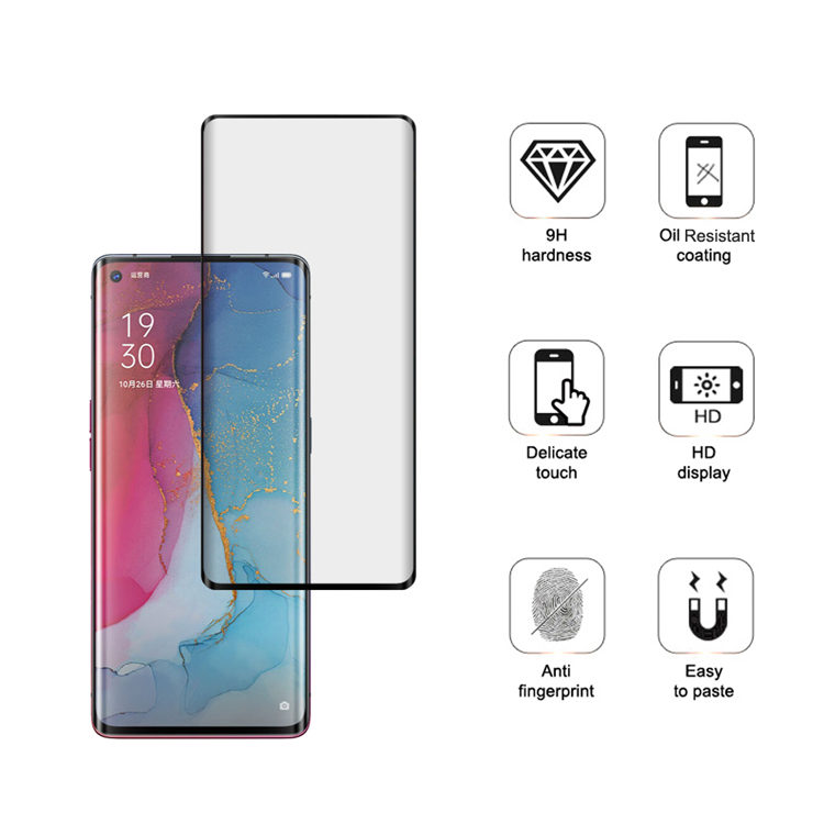 Alink 3D curved precise carving tempered glass screen protector for Oppo Reno3 Pro