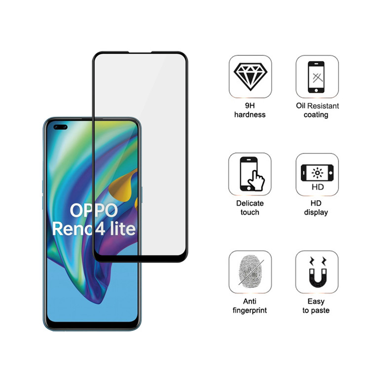 Alink 3D hot bending full glue tempered glass screen protector for Oppo Reno4 Lite