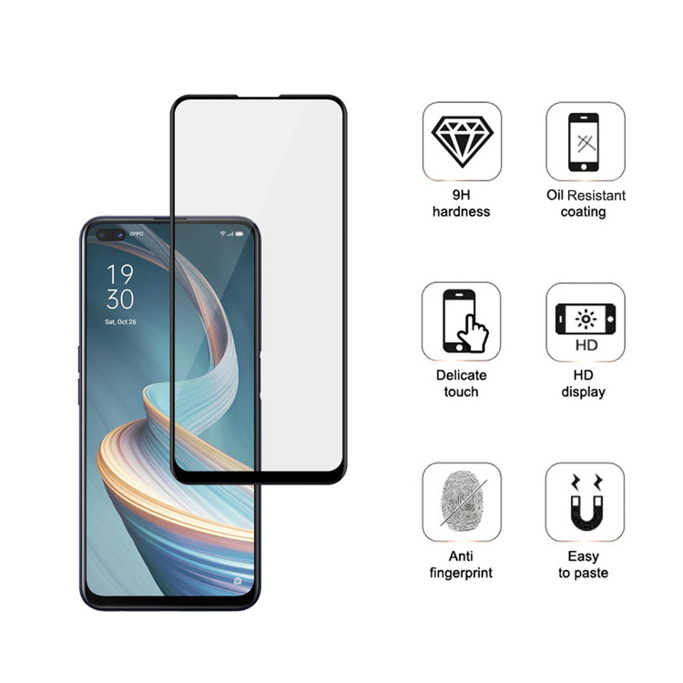 Alink 2.5D silk print full glue tempered glass screen protector for Oppo Reno4 Z 5G