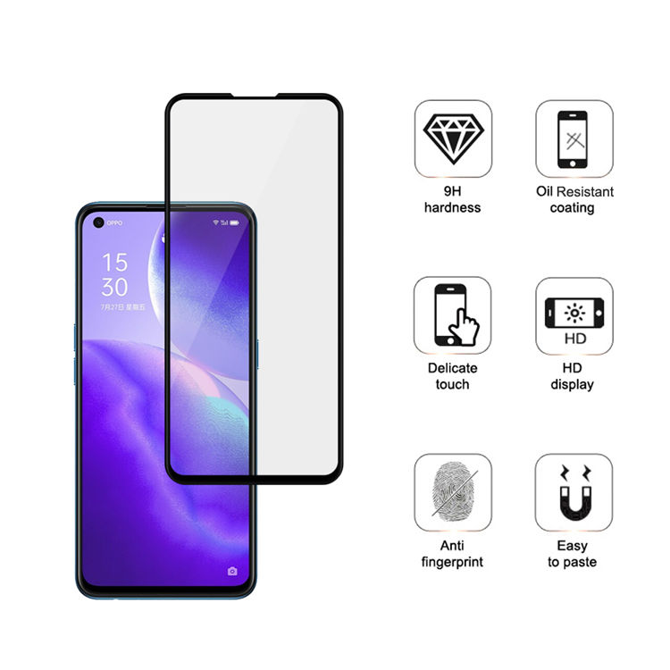 Alink 3D hot bending edge glue tempered glass screen protector for Oppo Reno5