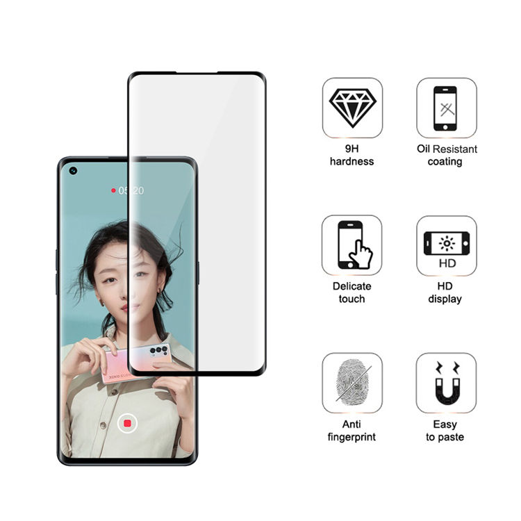 Alink 3D hot bending full glue tempered glass screen protector for Oppo Reno5 Pro