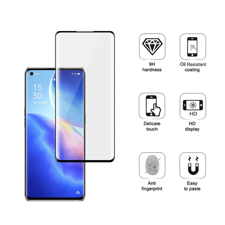 Alink 3D curved precise carving tempered glass screen protector for Oppo Reno5 Pro+