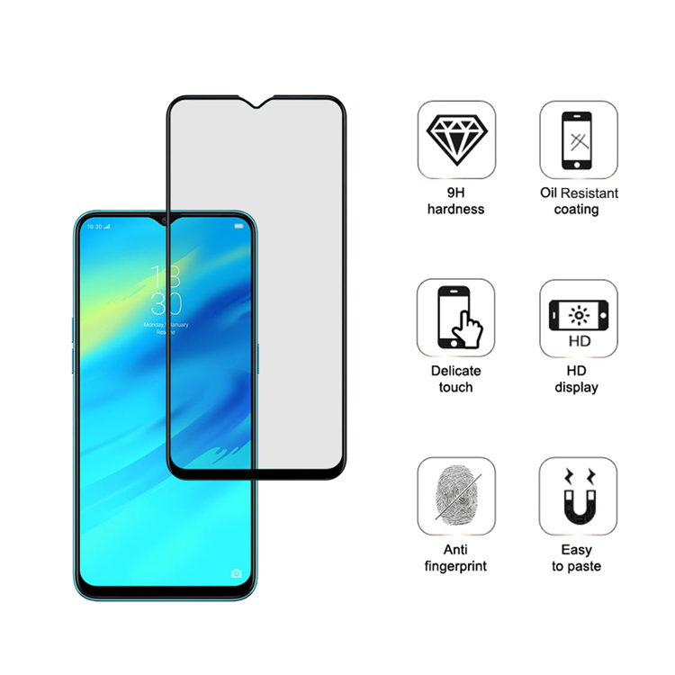 Alink 2.5D silk print full glue tempered glass screen protector for Realme 2 Pro