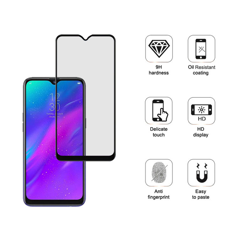Alink 2.5D silk print full glue tempered glass screen protector for Realme 3