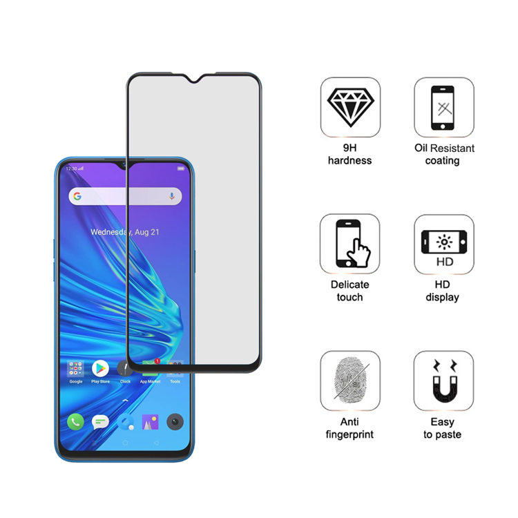 Alink 3D hot bending edge glue tempered glass screen protector for Realme 5