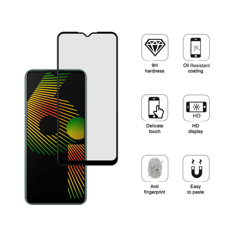 Alink 2.5D silk print full glue tempered glass screen protector for Realme 6i