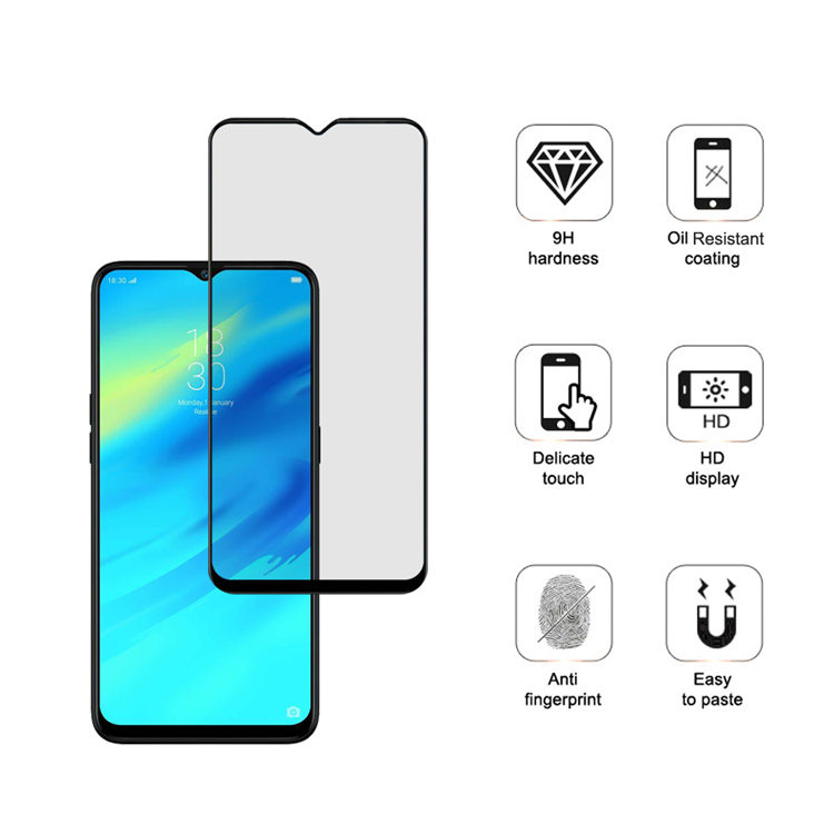 Alink 2.5D silk print full glue tempered glass screen protector for Realme C2