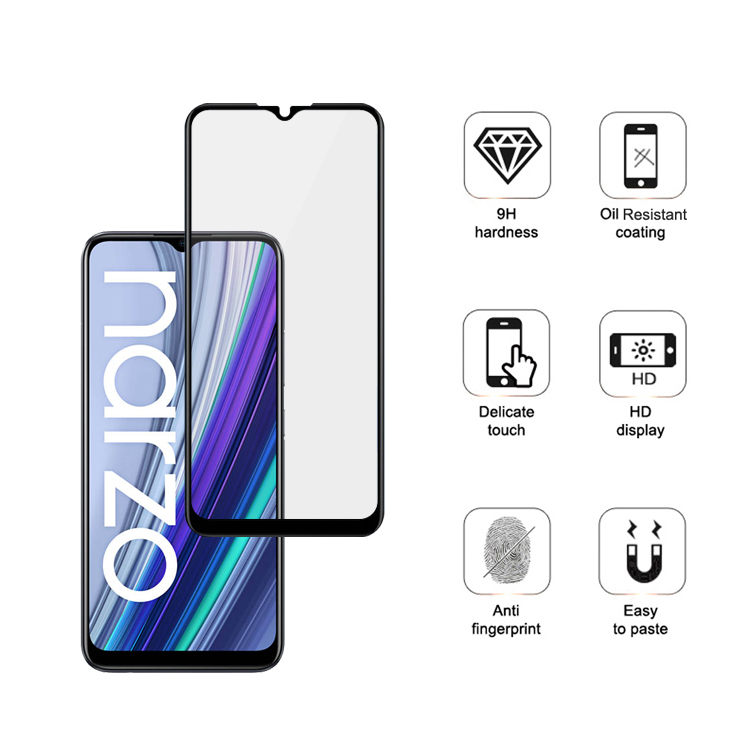 Alink 3D hot bending edge glue tempered glass screen protector for Realme Narzo 30A