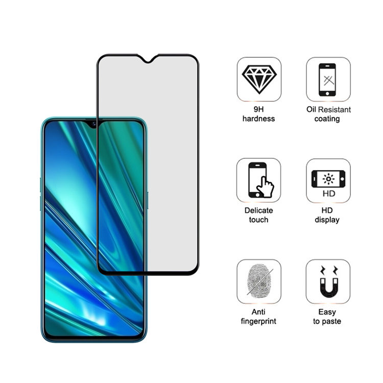 Alink 2.5D silk print full glue tempered glass screen protector for Realme Q