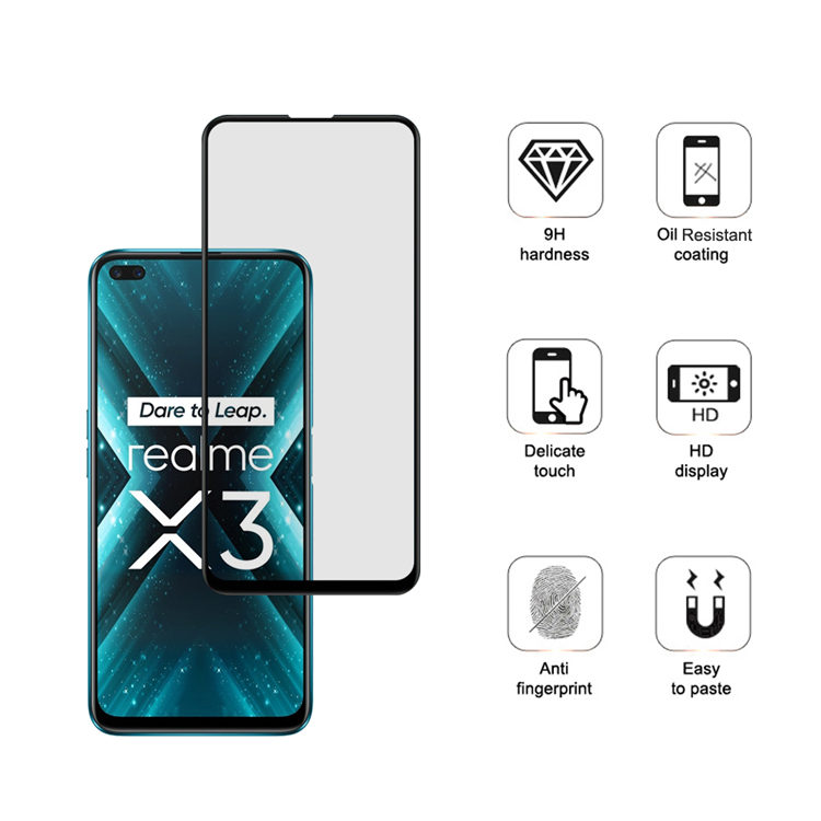 Alink 3D hot bending full glue tempered glass screen protector for Realme X3