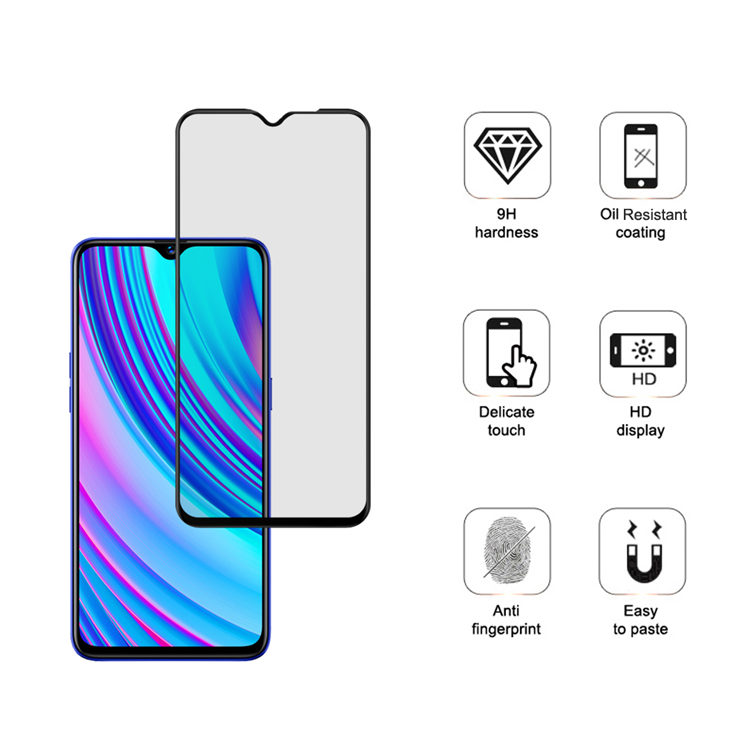 Alink 2.5D silk print full glue tempered glass screen protector for Realme X Lite