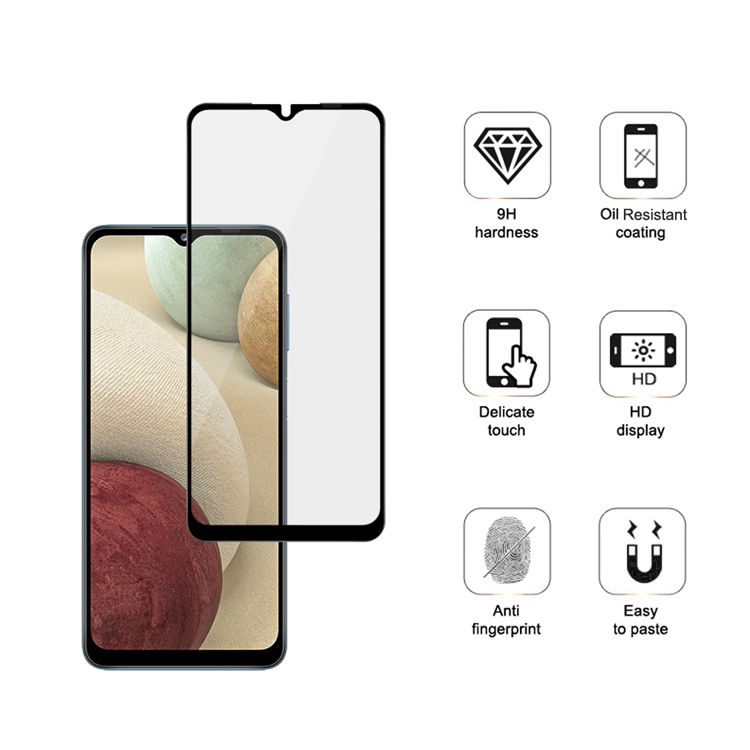 Alink 2.5D silk print full glue tempered glass screen protector for Samsung Galaxy A12