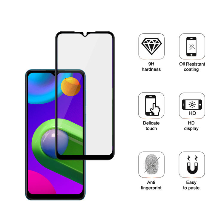 Alink 2.5D silk print full glue tempered glass screen protector for Samsung Galaxy M02