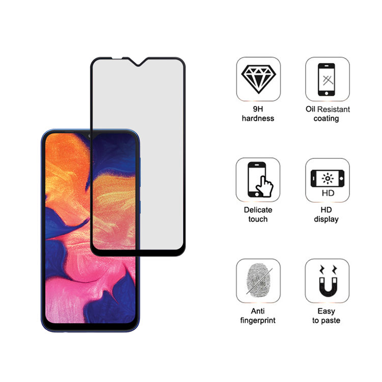 Alink 2.5D silk print full glue tempered glass screen protector for Samsung Galaxy A10