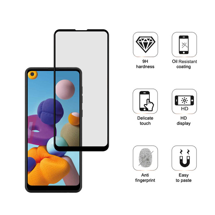 Alink 3D hot bending edge glue tempered glass screen protector for Samsung Galaxy A21
