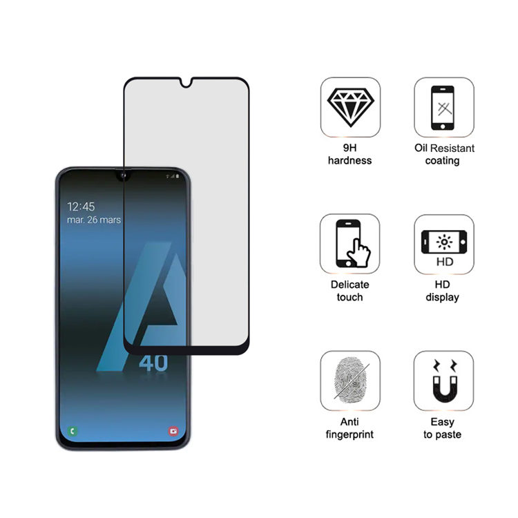 Alink 2.5D silk print full glue tempered glass screen protector for Samsung Galaxy A40