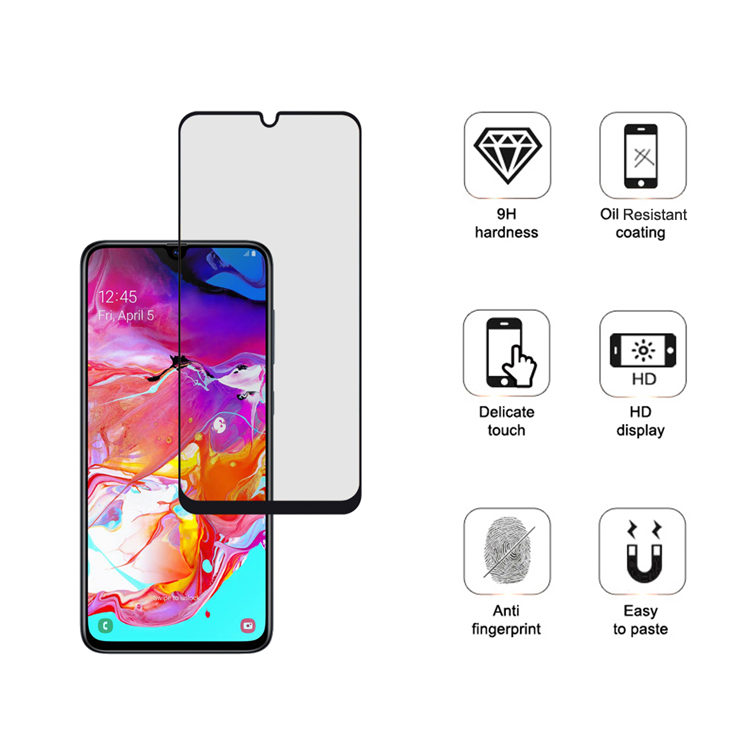 Alink 2.5D silk print full glue tempered glass screen protector for Samsung Galaxy A70